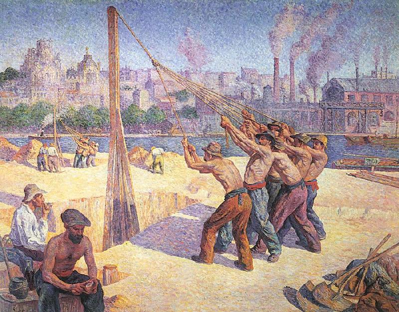 Luce, Maximilien The Pile Drivers Germany oil painting art